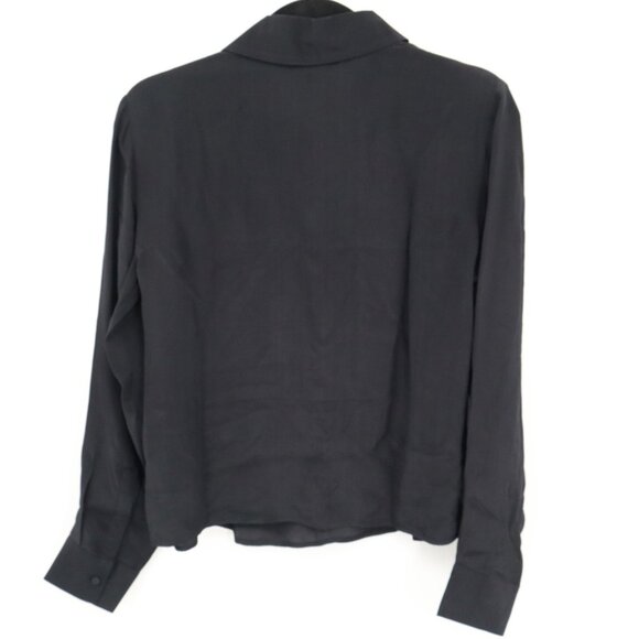J. Crew Bungalow Crepe De Chine Shirt Womens S‎ Black Career Elevated Basic NWOT - Picture 4 of 16